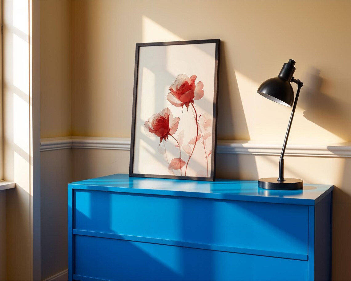 Elegant Red Roses Art Print, Kitchen Decor - Image 2