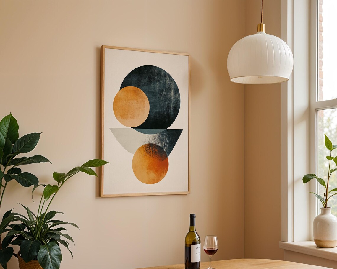 Abstract Boho Circles Art Print, Home Decor - Image 2