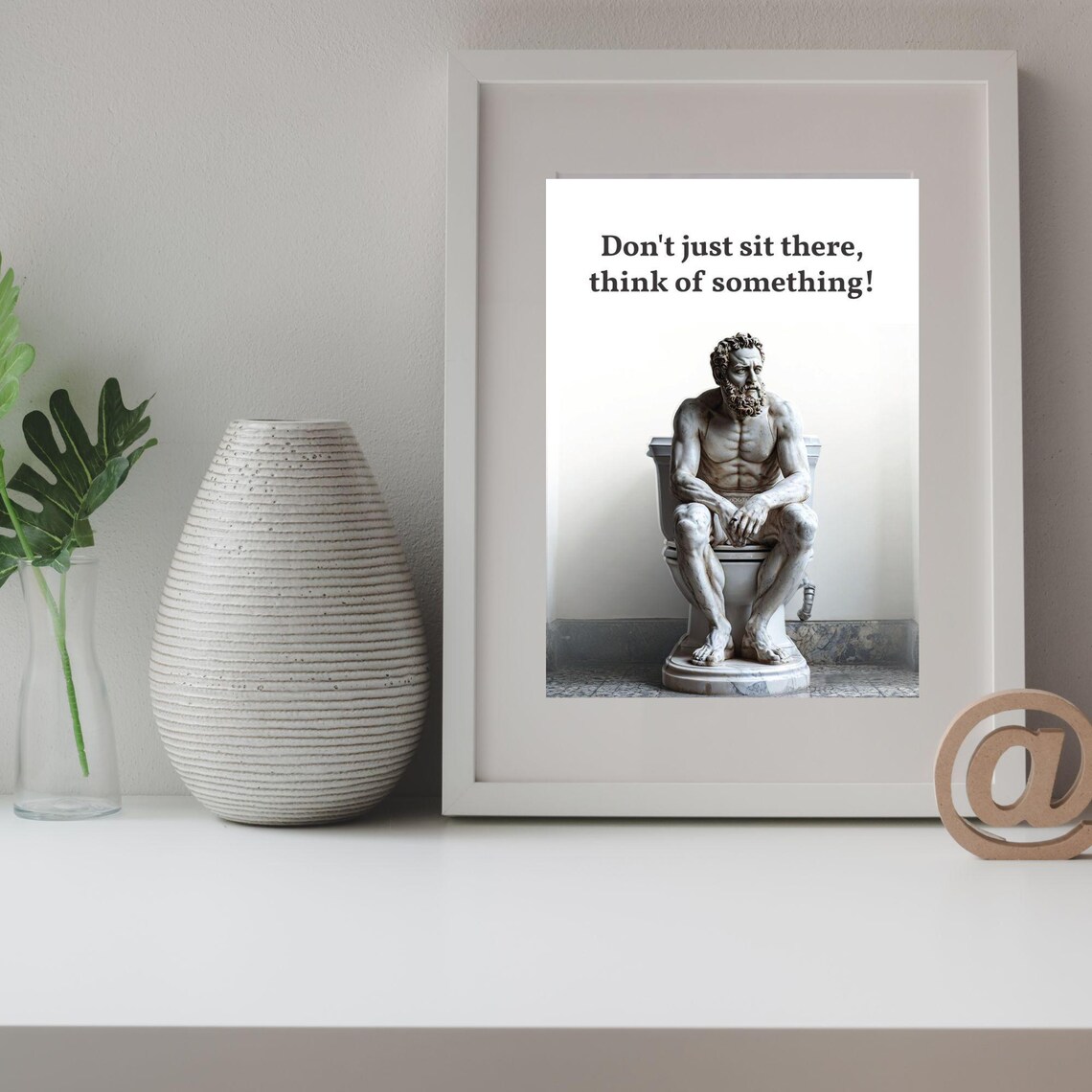 The Thinker Funny Bathroom Poster, Classic Artwork - Image 3