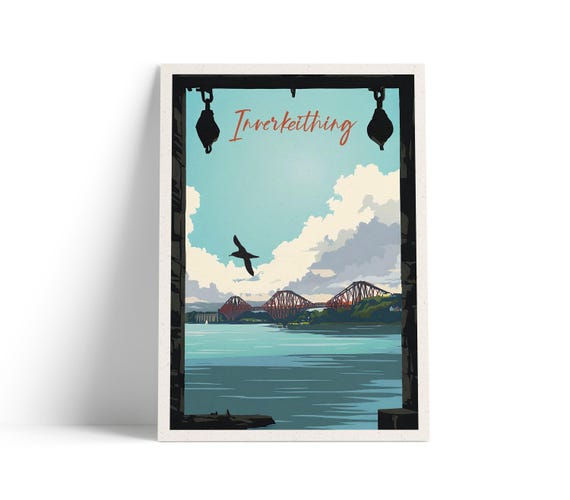 Inverkeithing Print View Of The Forth Bridge From Near Quarry Travel Poster Fife Gift