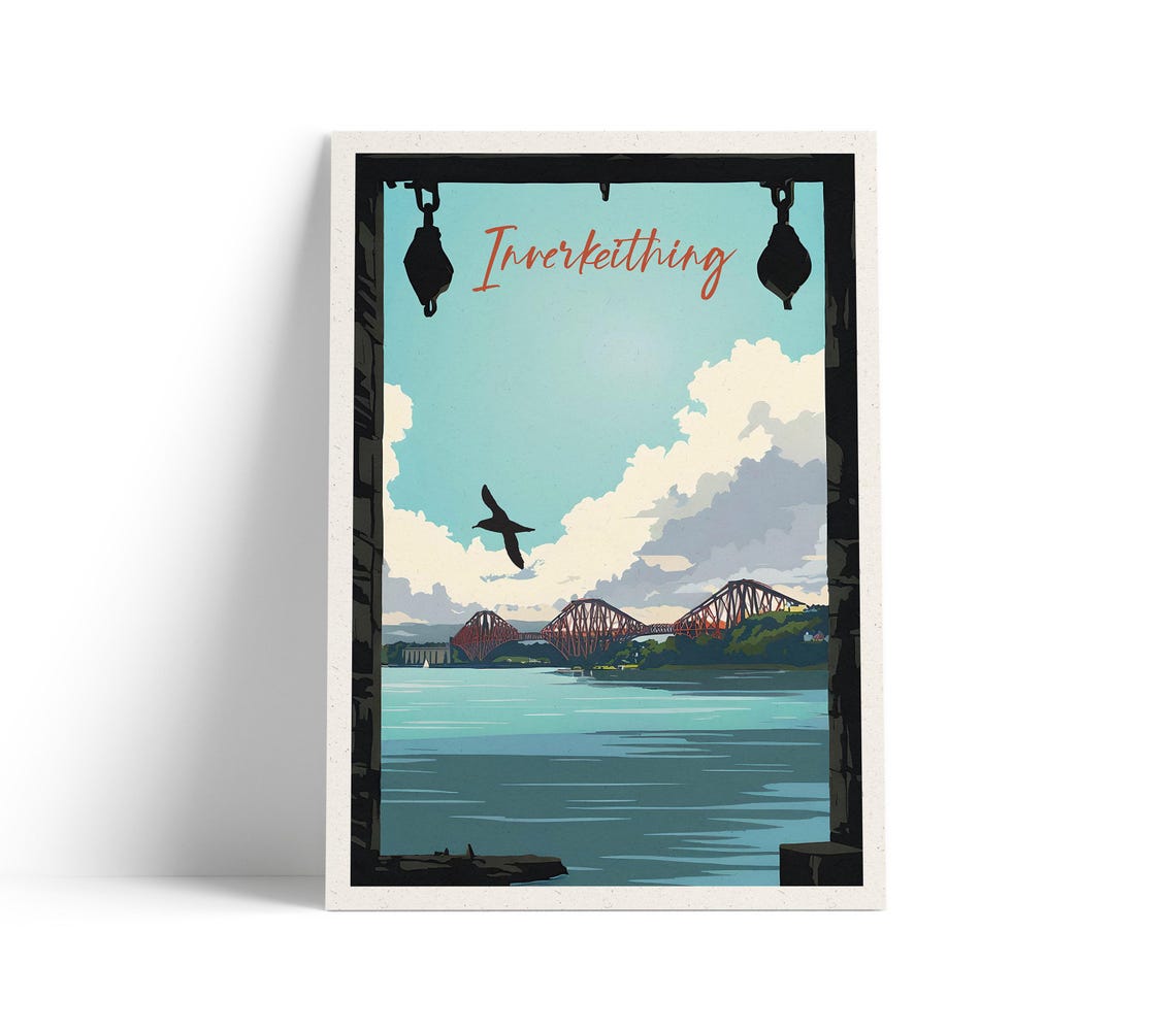 Stunning Inverkeithing Forth Rail Bridge Scotland Travel Art Poster