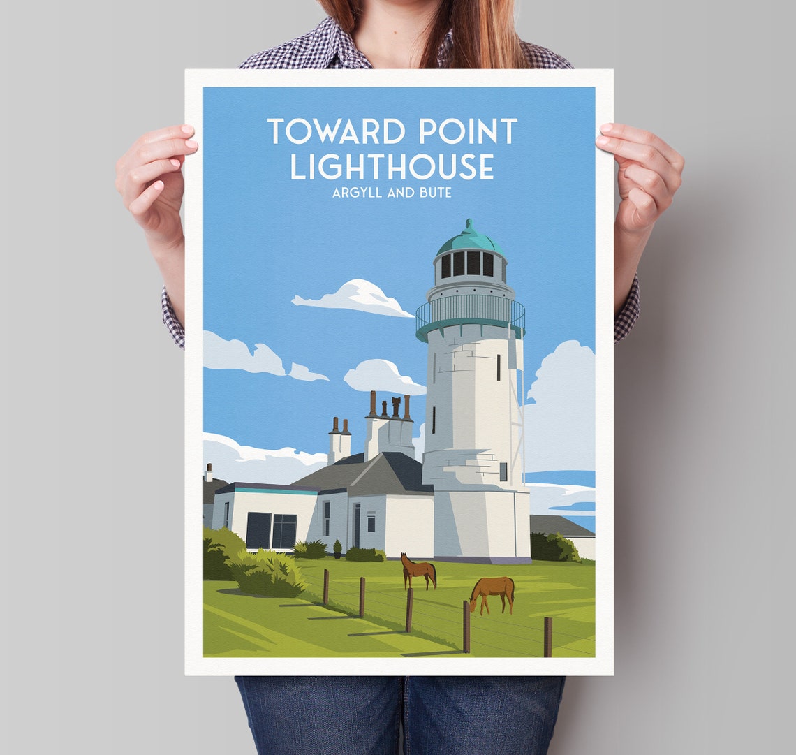 Toward Point Lighthouse Argyll and Bute Travel Poster Scotland
