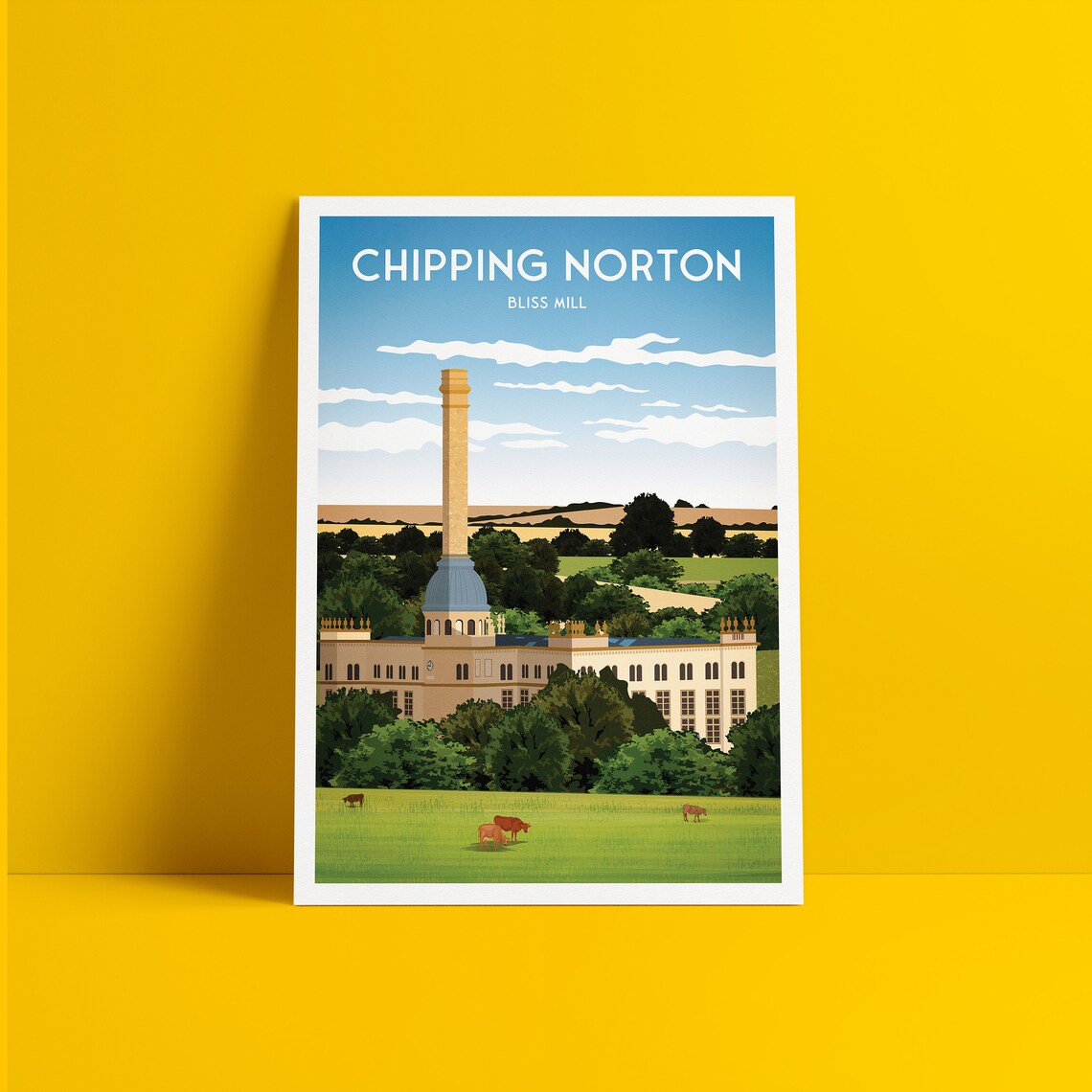 Chipping Norton Bliss Mill Cotswold Countryside Vintage Travel Poster