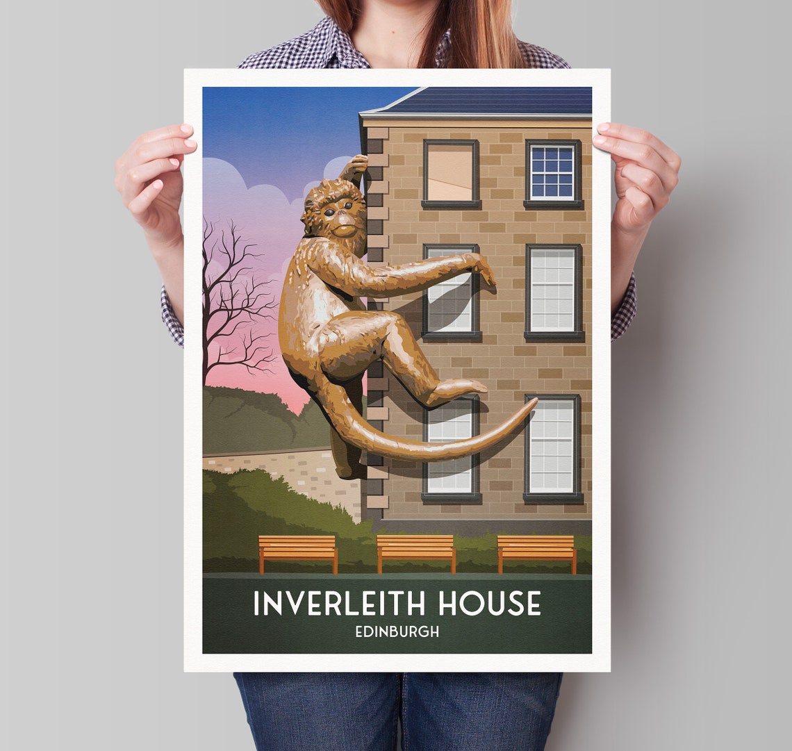 Inverleith House Edinburgh Giant Monkey Sculpture Travel Poster