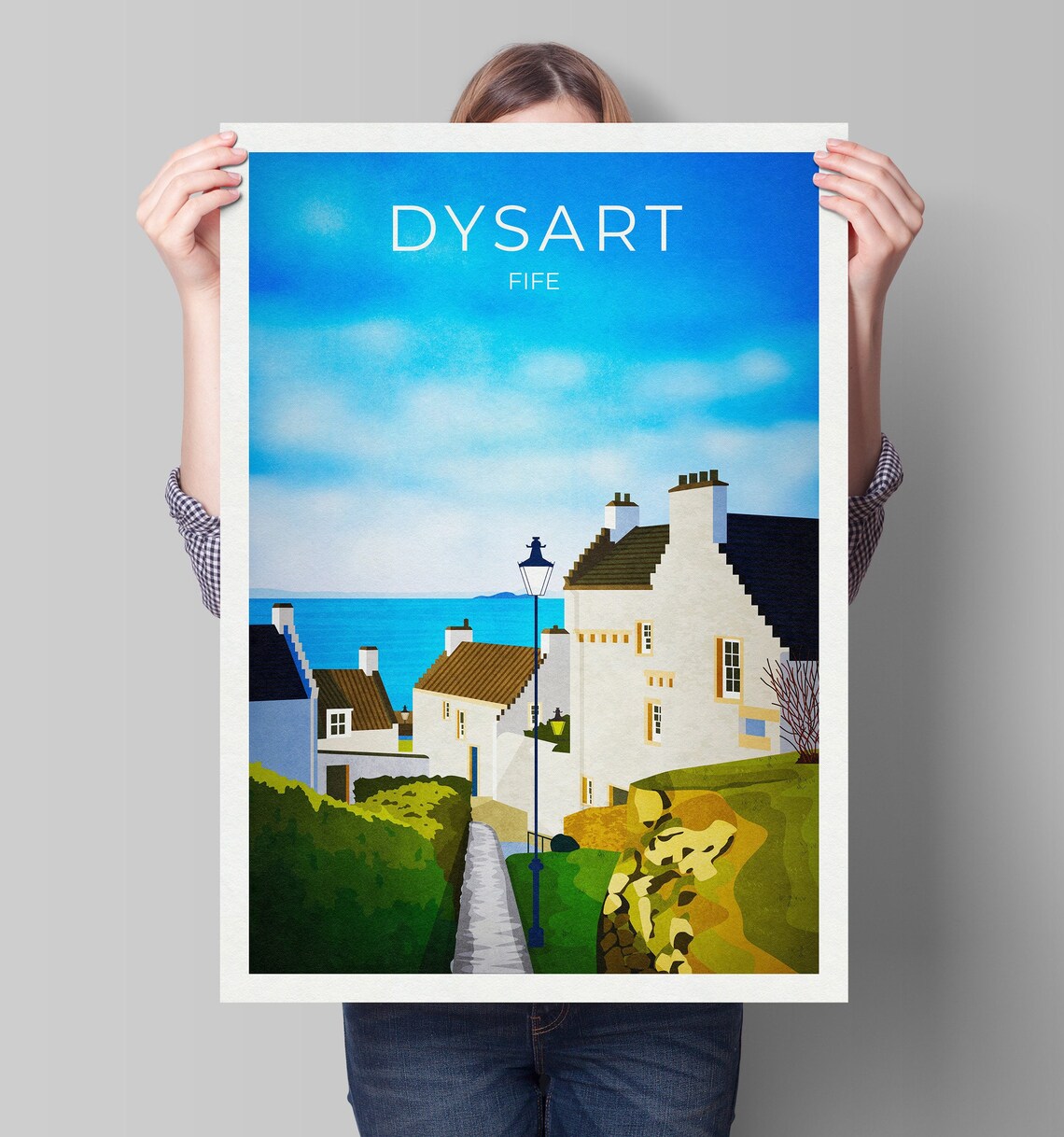 Dysart Travel Poster, Retro Scottish Print