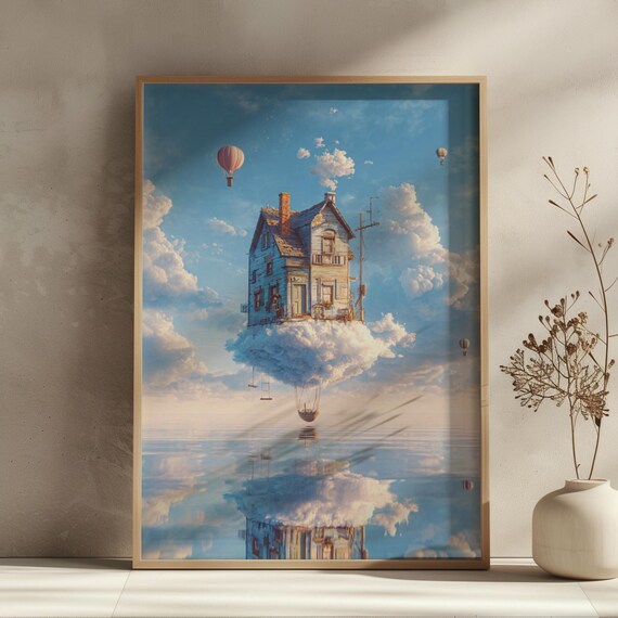Surreal Abstract Wall Art Print Dreamscape Fantasy Poster Modern Surrealism Illustration Whimsical For Home Decor