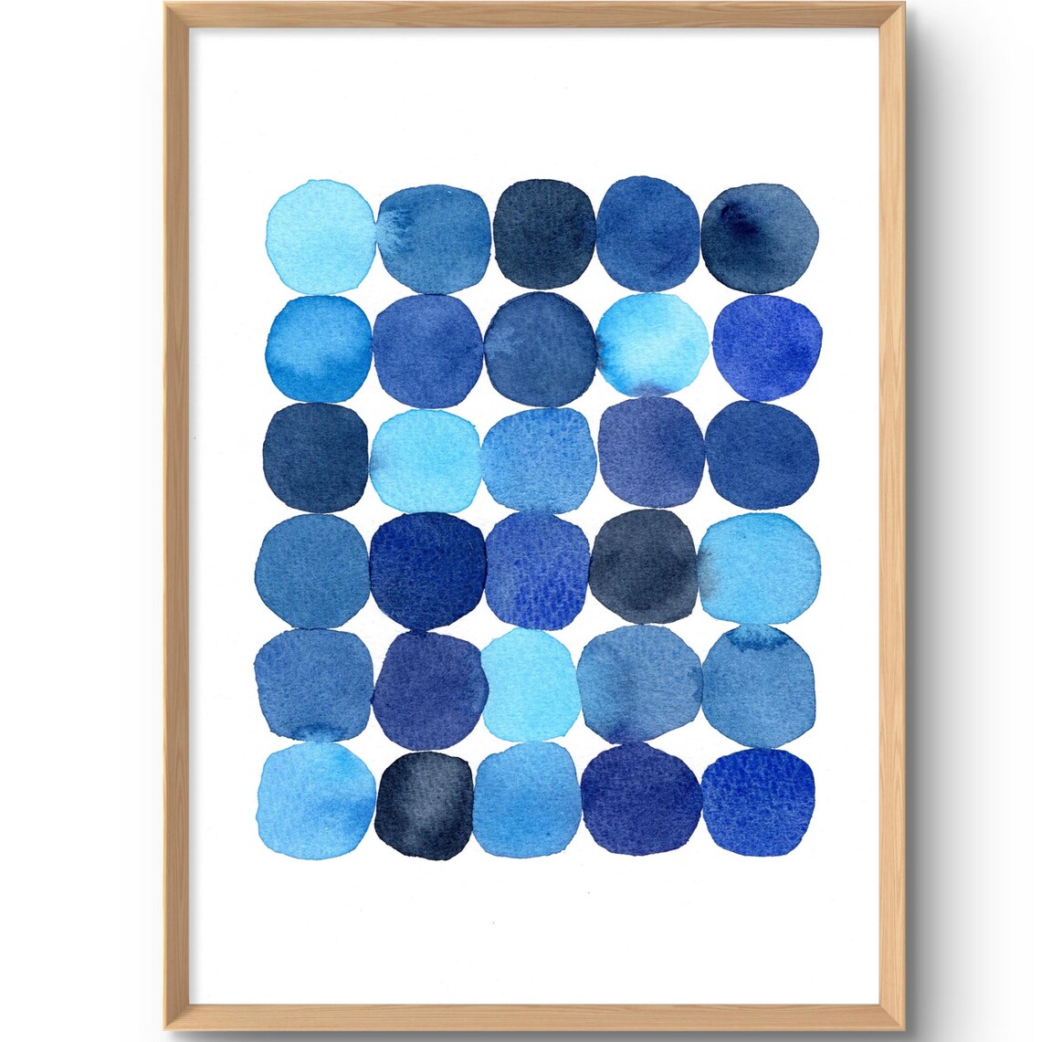 Blue Minimalist Abstract Watercolor Spots Art Print
