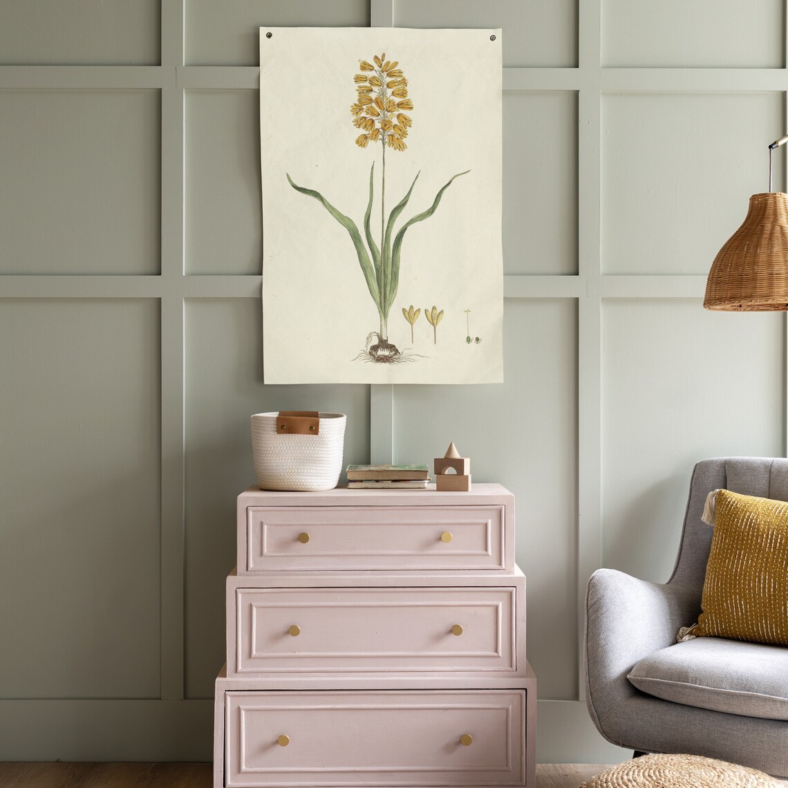 Botanical Hanging Flag Art Print, Nature Decor