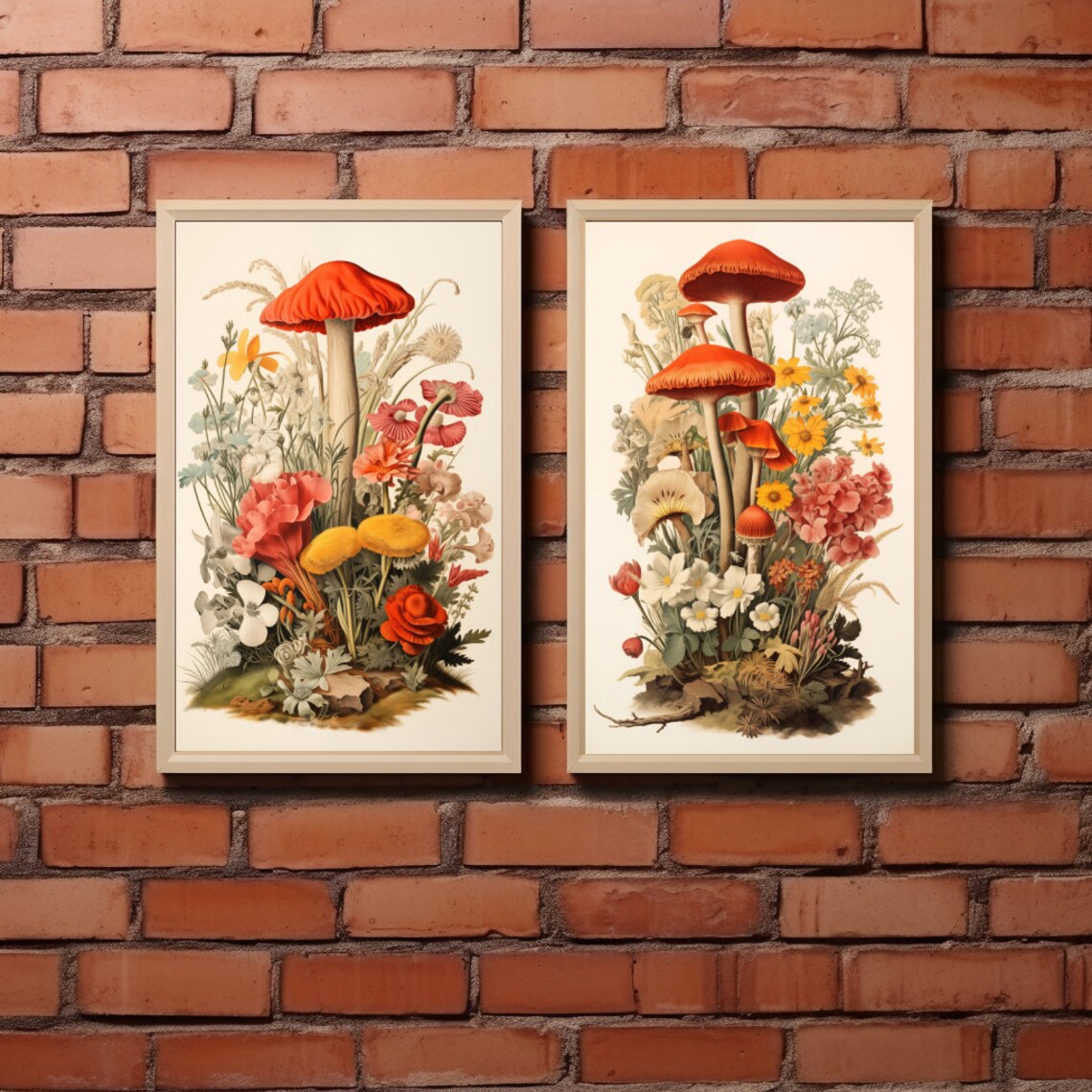 Vintage Mushroom Print Set, Retro Botanical Art Print - Image 2