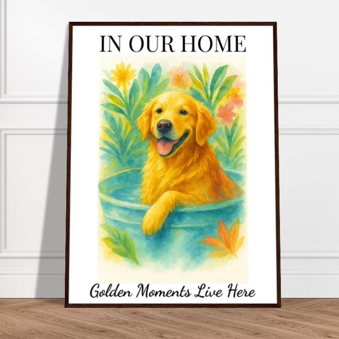 In Our Home Golden Moments Golden Retriever Floral Art Poster
