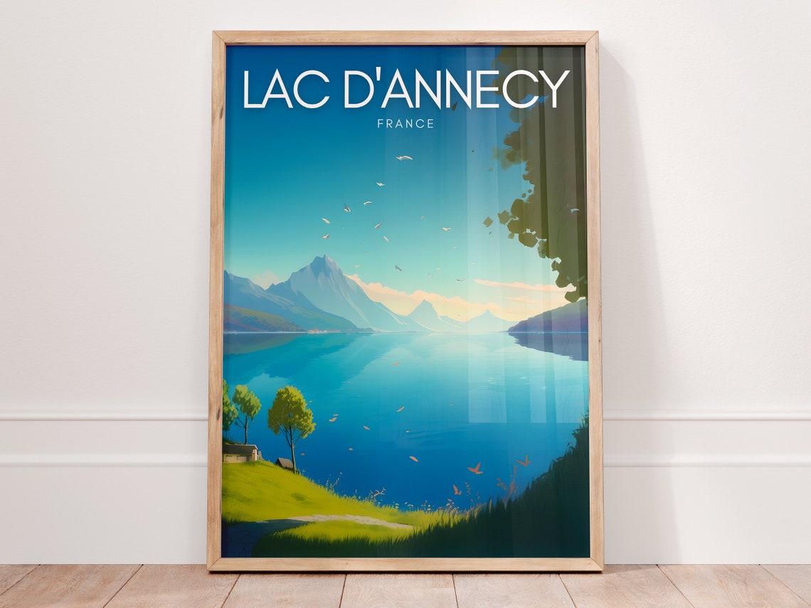 Lac Dannecy Poster Wall Art Annecy Lake Print French Alps Home Decor Gift France Travel Poster