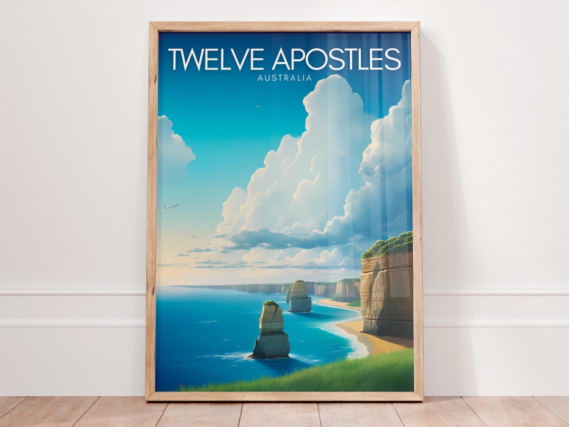 Twelve Apostles Australia Sea Stacks Coastal Travel Poster Art
