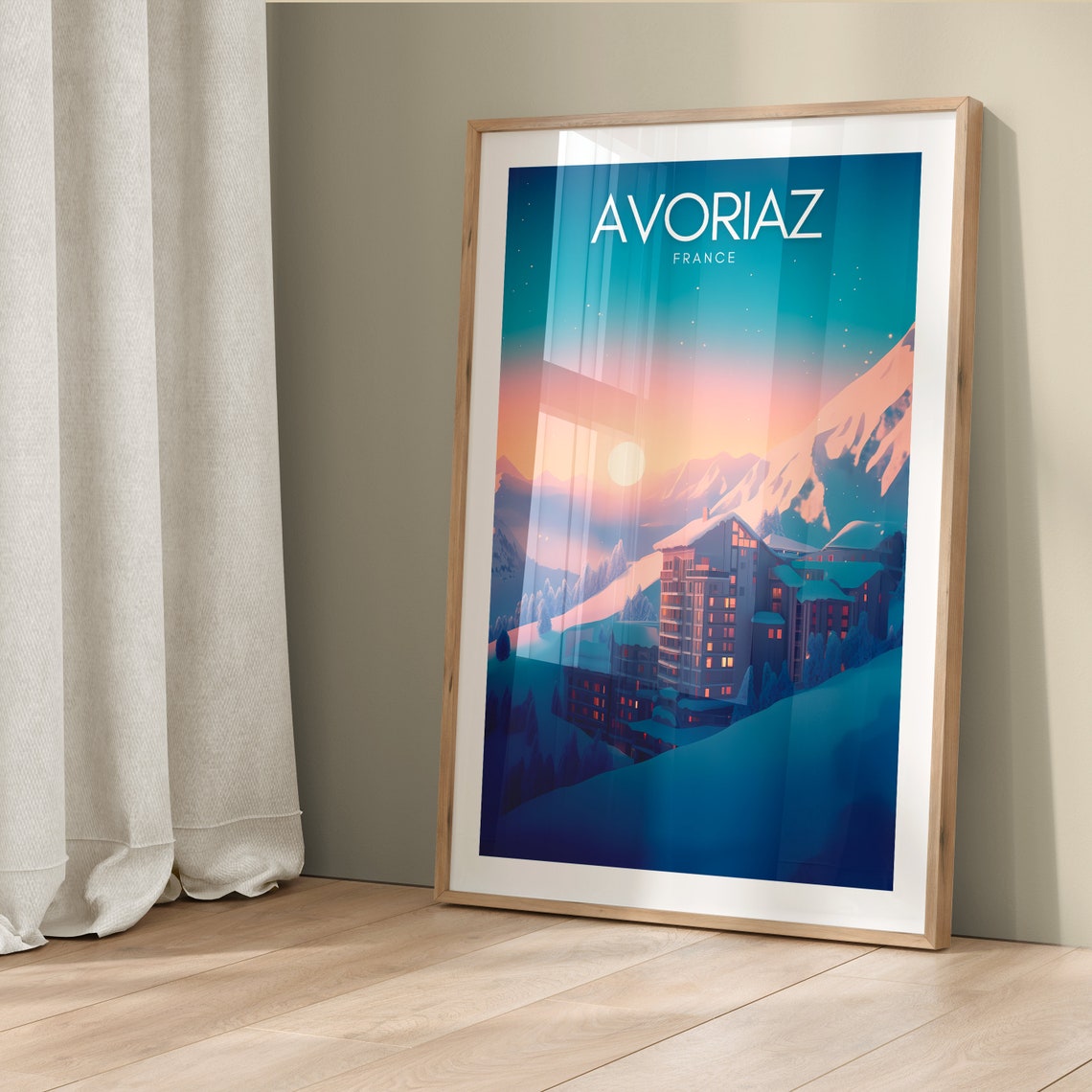 Avoriaz Poster Mountain Wall Art Ski Resort Print French Alps Art Winter Landscape France Travel Poster Ski Gifts Holiday Decor - Image 5