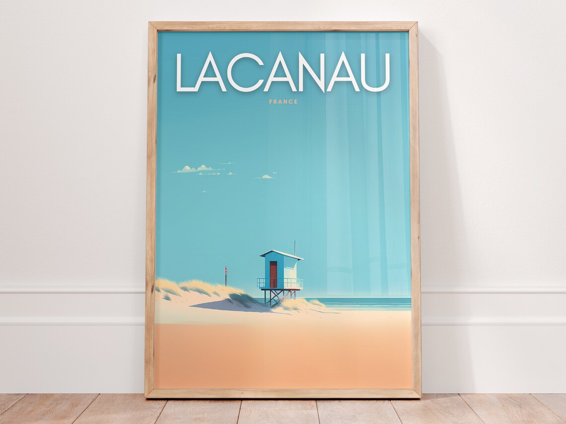 Lacanau France Beach Lifeguard Hut Minimalist Travel Poster Art