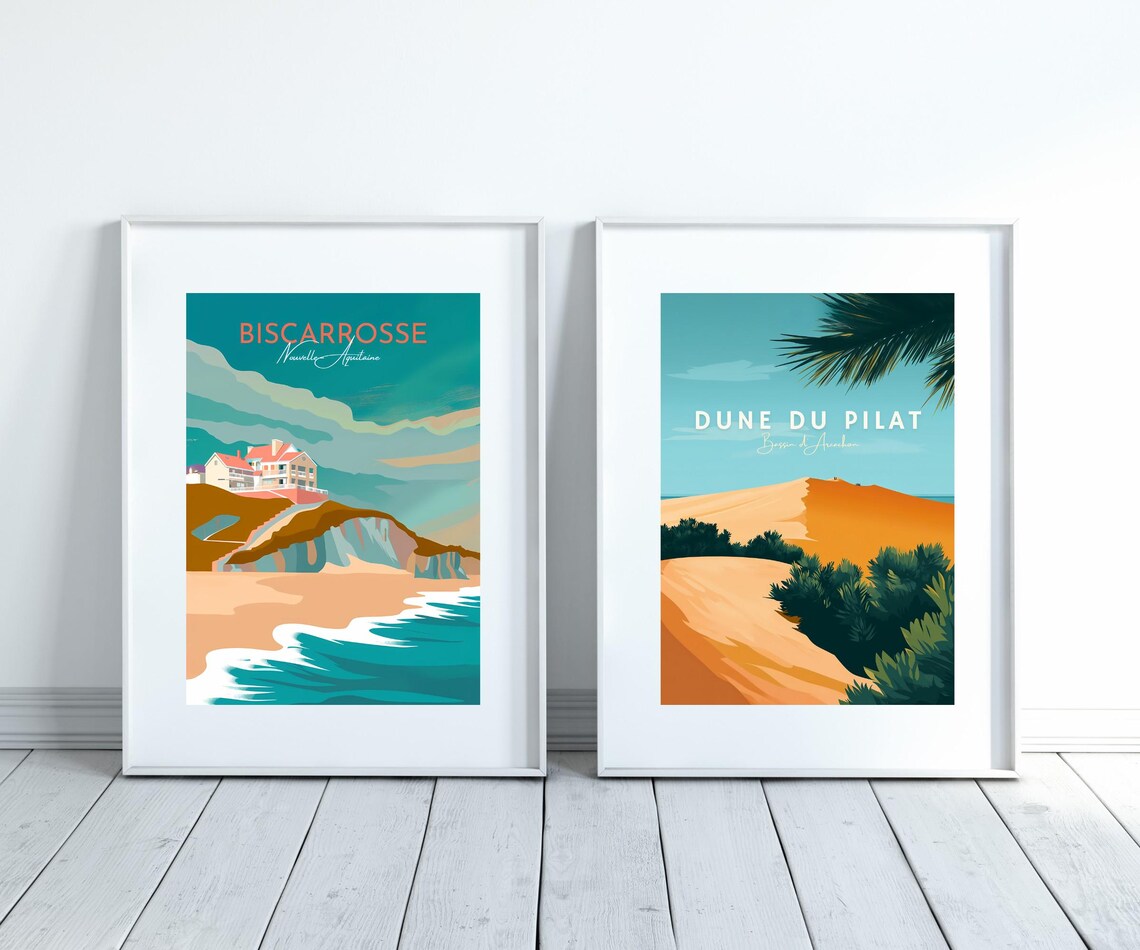 Dune Du Pilat Poster France Wall Art City Prints French Gift Bassin Darcachon Travel Poster Coastal Wall Art - Image 3