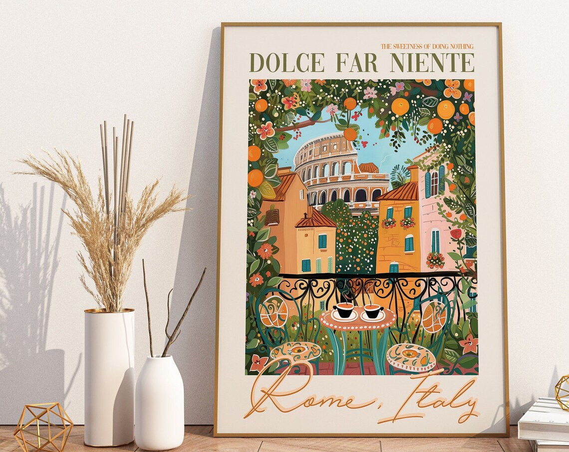Dolce Far Niente Rome Italy Travel Poster