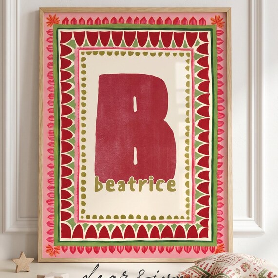 Bold And Colorful Custom Name Art Nursery Poster Digital Download Dopamine Decor Personalized Wall Maximalist Grandmillennial Style