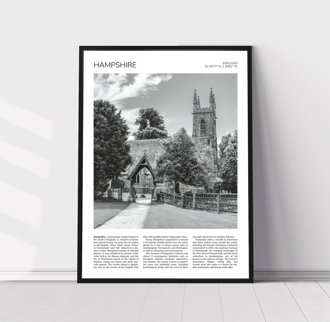 Hampshire Wall Art Hampshire Home Decor St Nicholas Church Chawton English Artful Travel Gift England Uk Art Poster Print