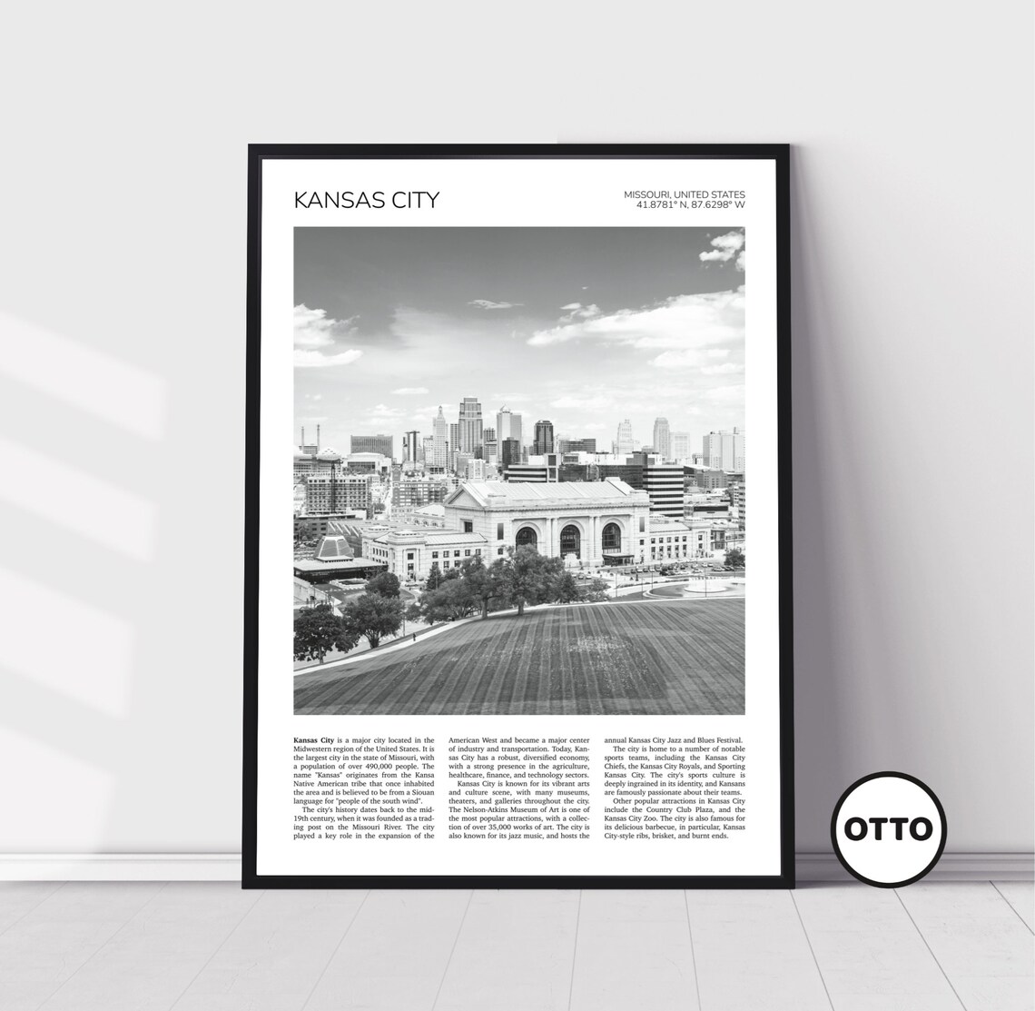 Kansas City Union Station Travel Poster, City Skyline