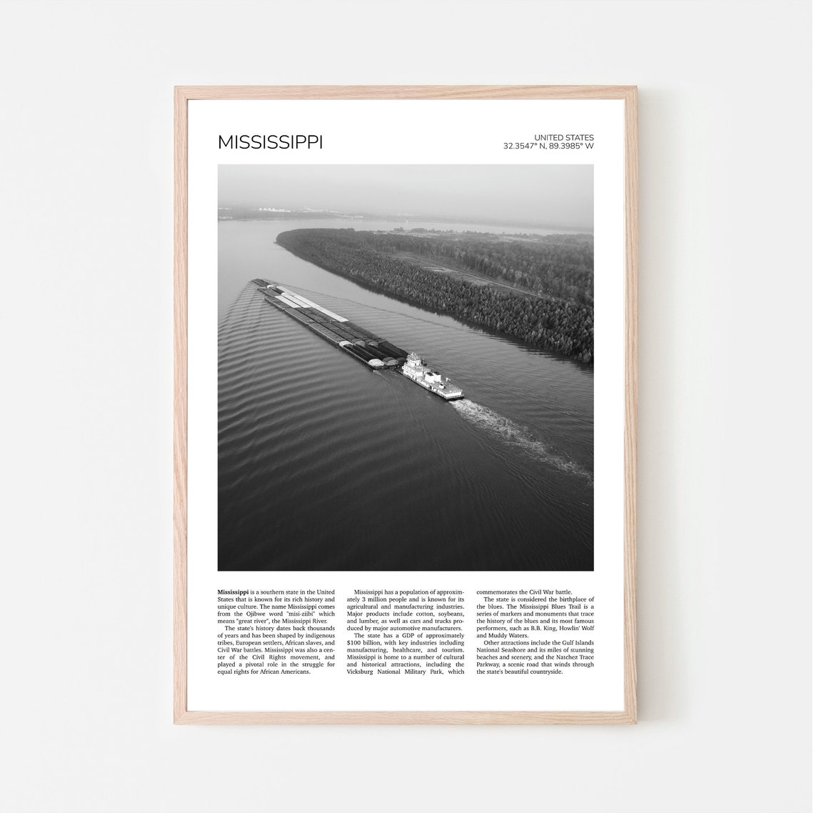 Mississippi Wall Art Mississippi River Artful Travel Poster Print Photo Baton Rouge Louisiana United States