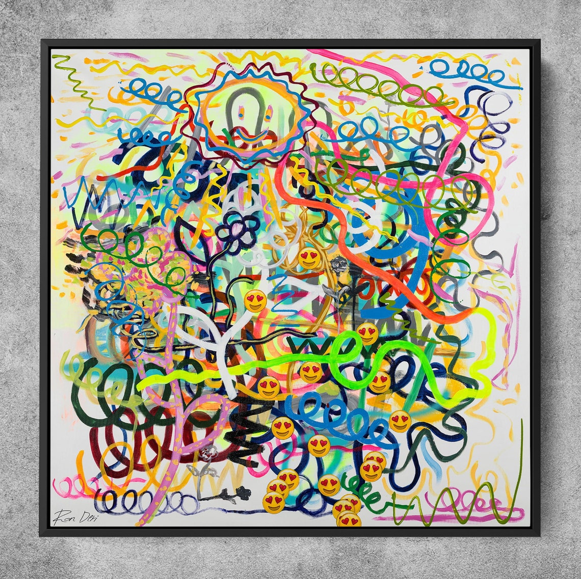 Neon Squiggles And Smiley Faces Pop Art Painting By Ron Deri Poster - Image 4
