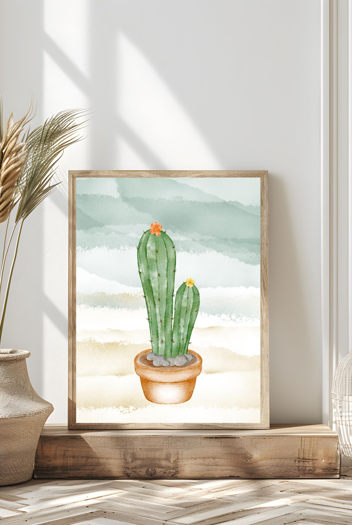 Watercolor Cactus Art Print, Boho Botanical Decor