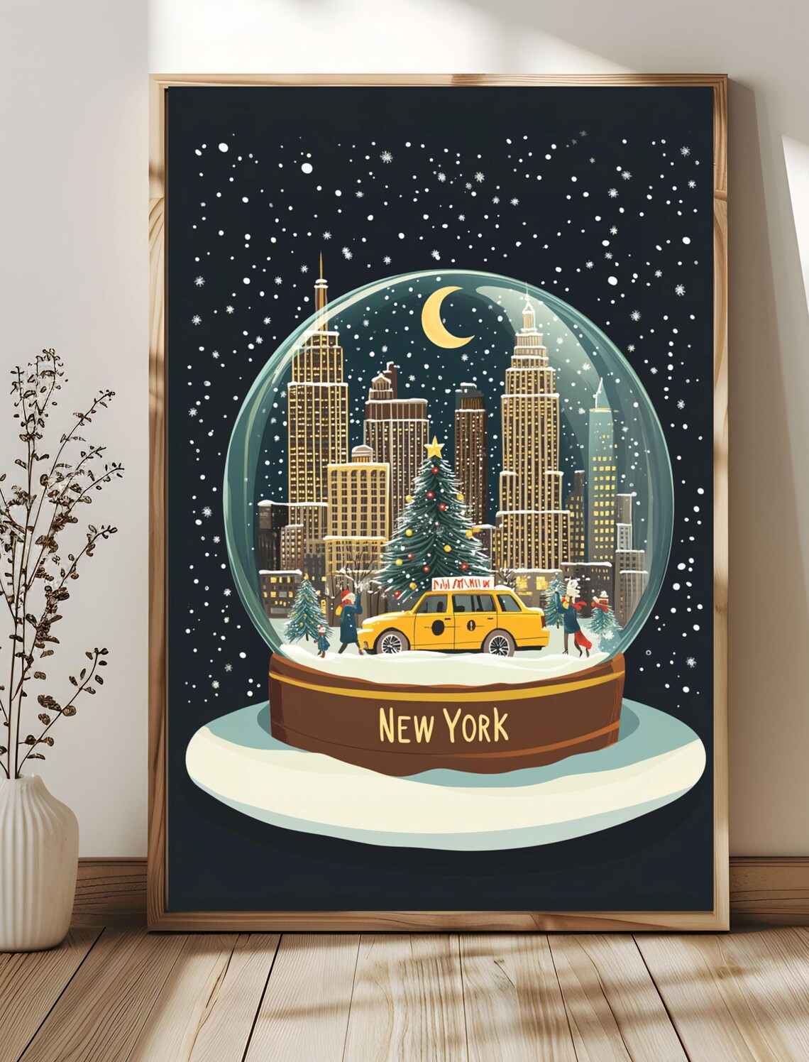 New York City Christmas Snow Globe Art Print