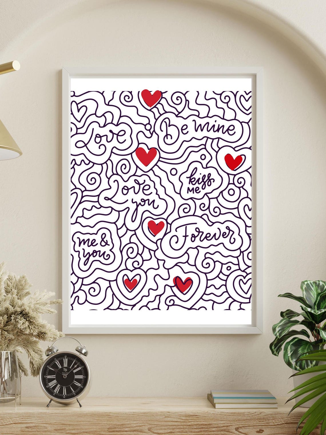 Doodle Art Print, Valentine's Day Decor - Image 2