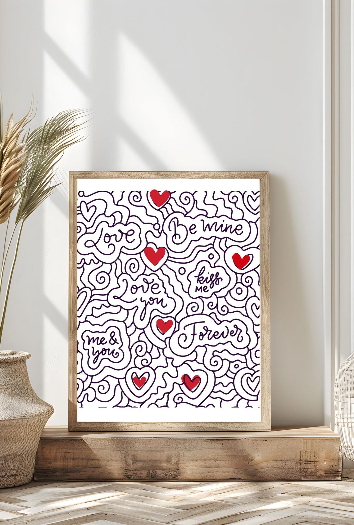 Doodle Art Print, Valentine's Day Decor