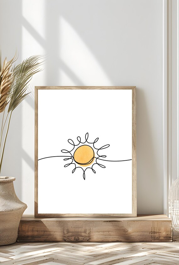 Sun Line Art Print Abstract Wall Decor Modern Boho Style Sun Wall Art Print Wall Art Home Decor