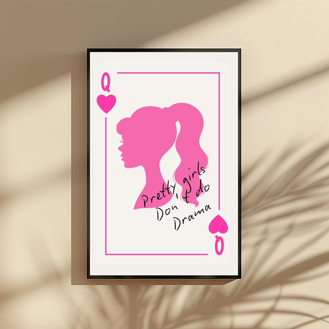 Pink Queen Of Hearts Silhouette Pretty Girls Quote Card Art Poster - Image 2