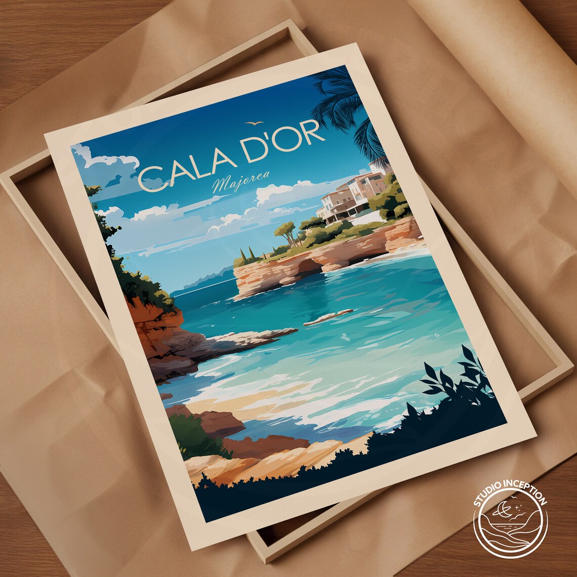 Cala Dor Traditional Print, Mallorca Travel Poster - Image 2