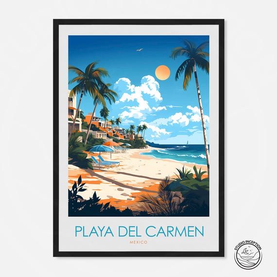 Playa Del Carmen Print Mexico Travel Poster Playa Del Carmen Wall Art Personalised Travel Gift For Art Lovers Home Decor Gift Customised