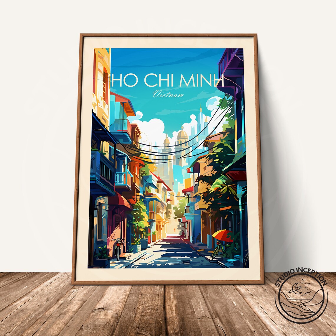 Ho Chi Minh City Vietnam Old Town Street Alley Scene Travel Poster - Image 3