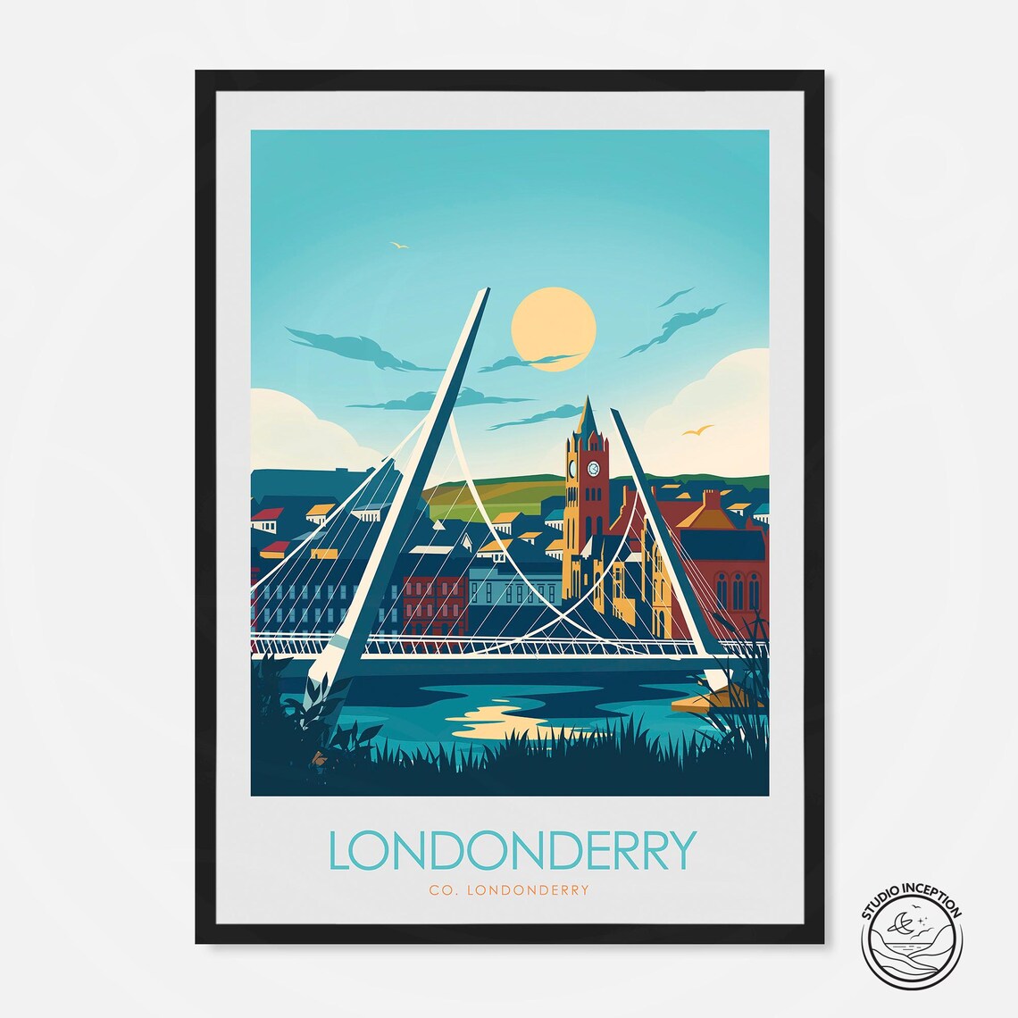 Londonderry Northern Ireland Peace Bridge Riverside Cityscape Poster