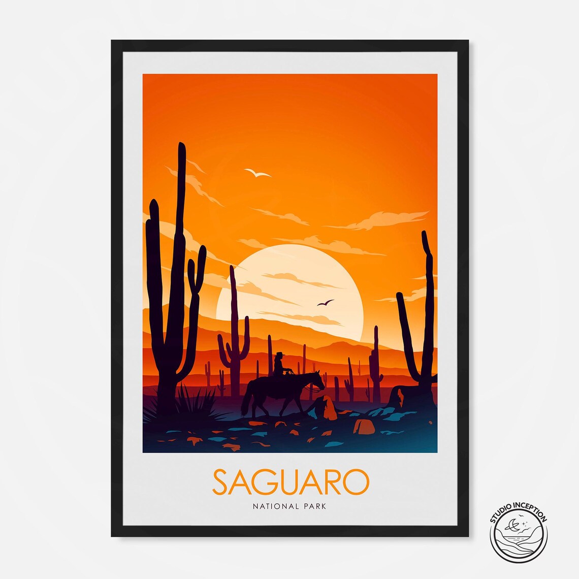 Saguaro National Park Travel Poster, Art Print