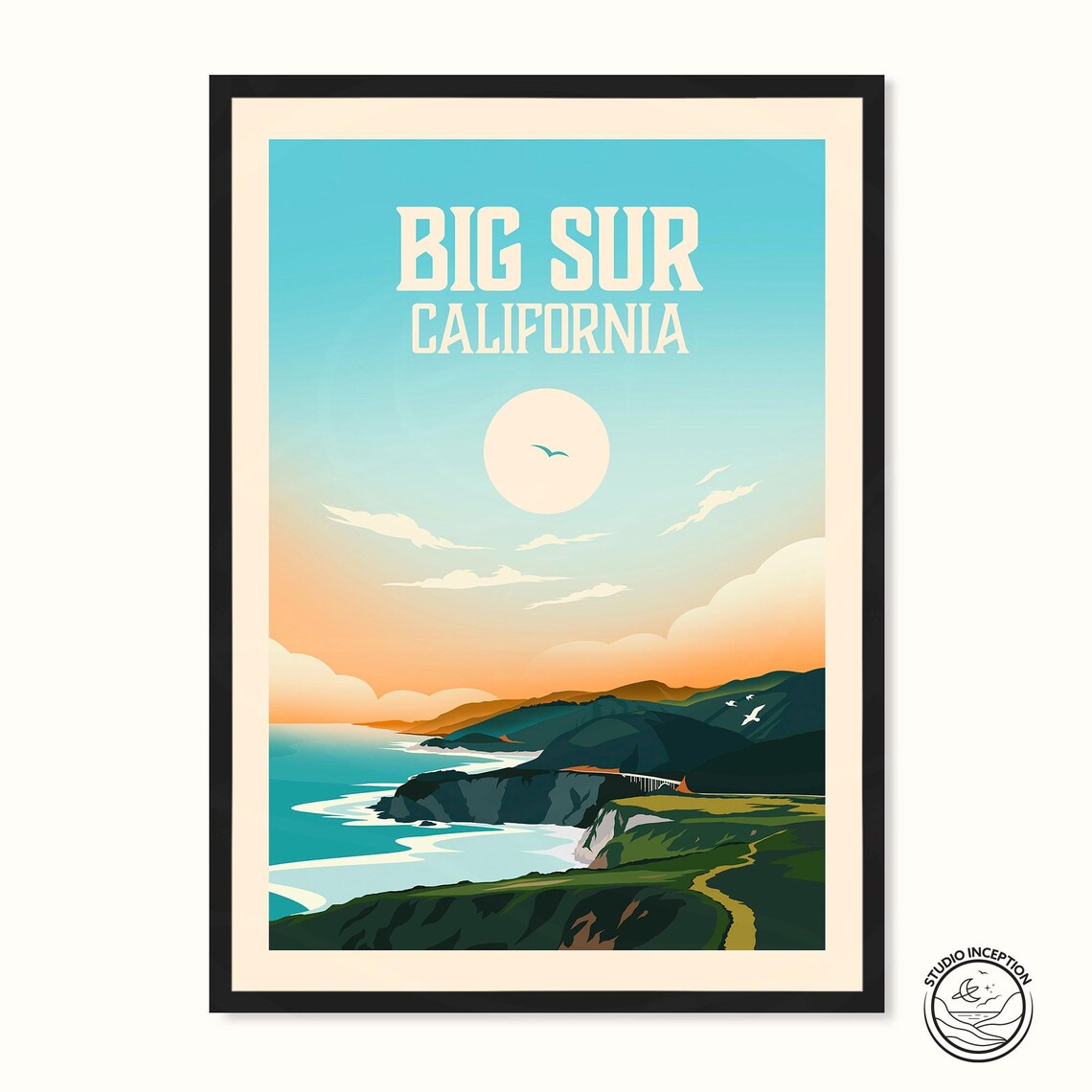 Big Sur Travel Poster, California Road Trip