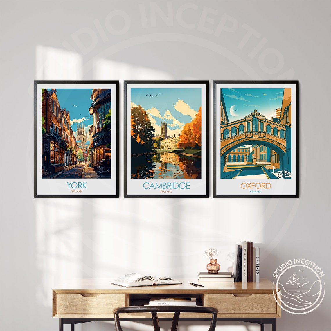 Cambridge England Autumn River Reflection Vintage Travel Poster - Image 2