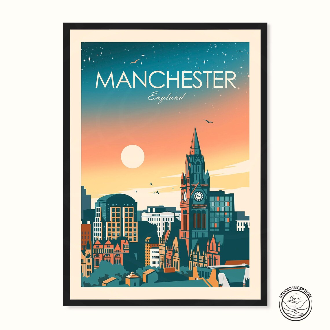 Manchester Travel Poster, England City Print
