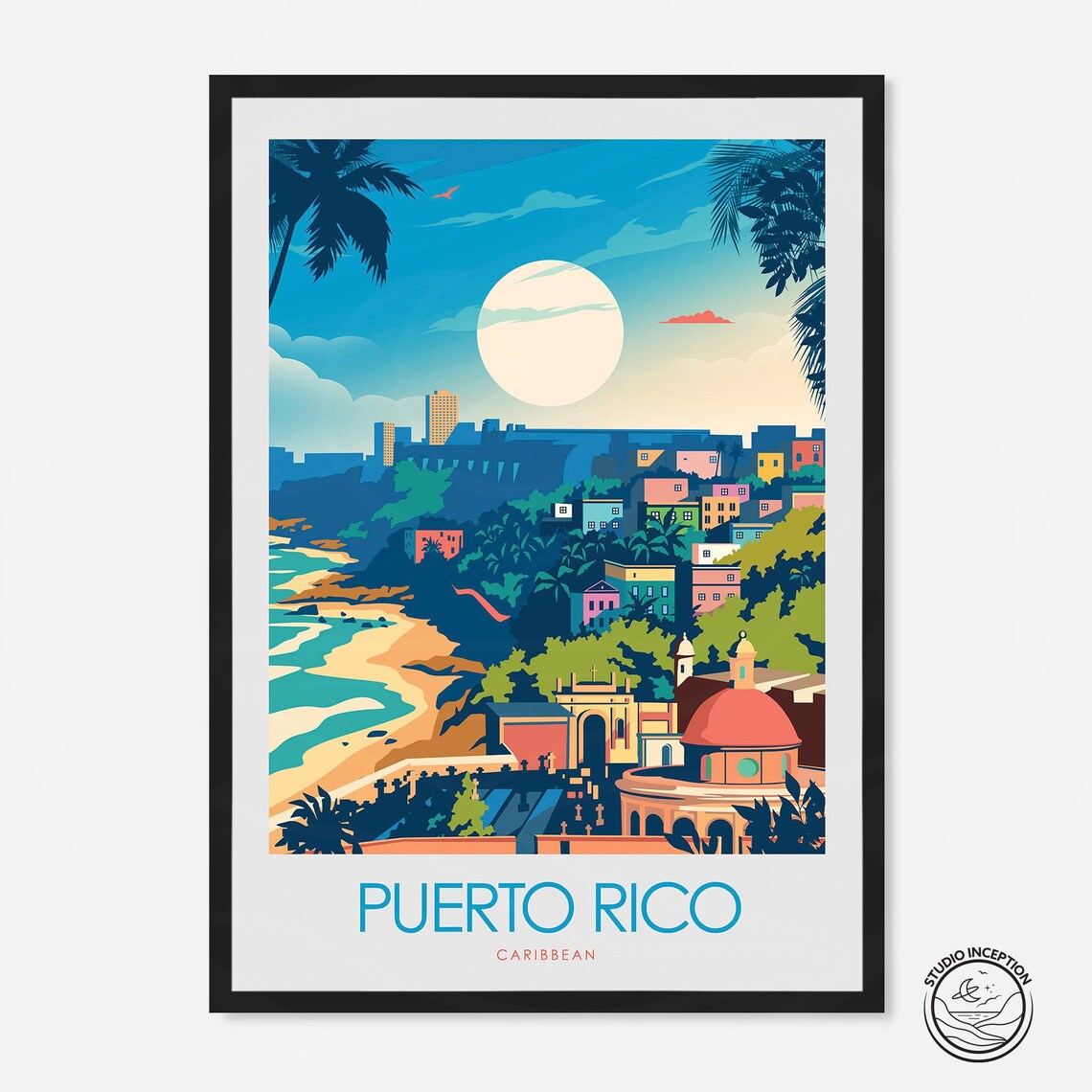 Caribbean Puerto Rico Minimalist Travel Poster