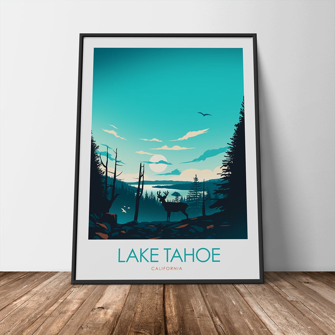 Lake Tahoe Travel Poster, Travel Prints Art Print - Image 3