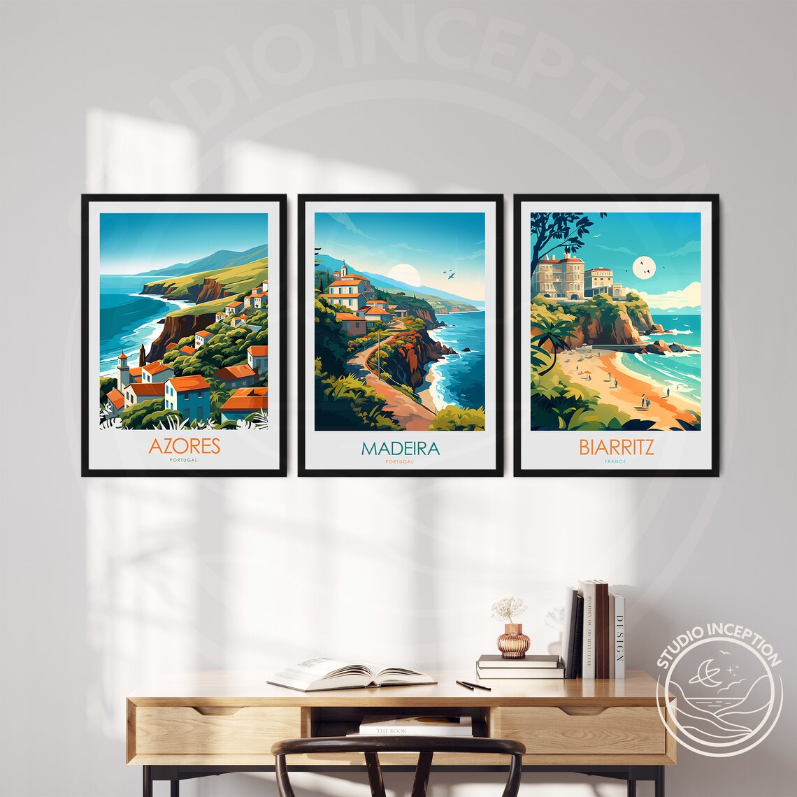 Madeira Portugal Coastal Cliffs Seaside Village Travel Poster - Image 2