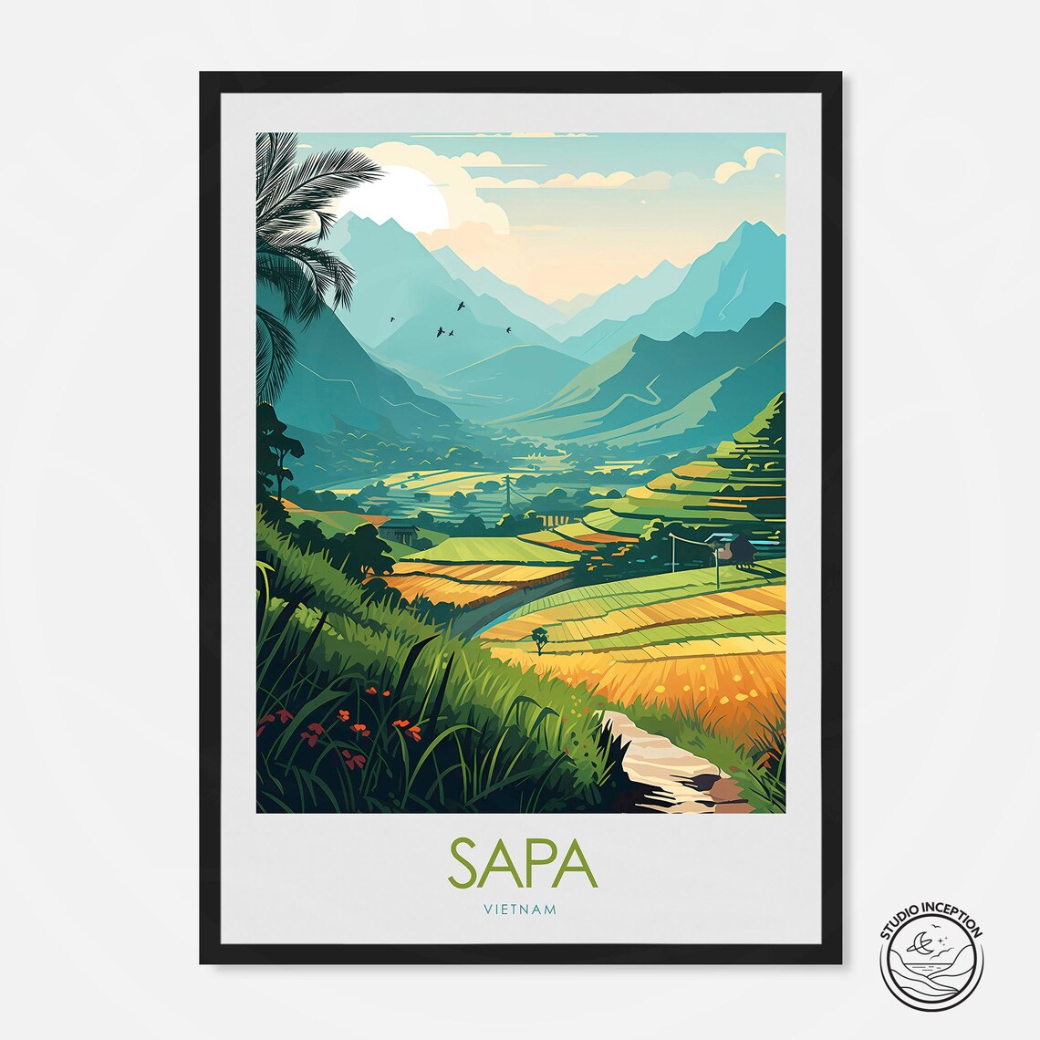 Sapa Minimal Travel Poster, Vietnam Travel Poster