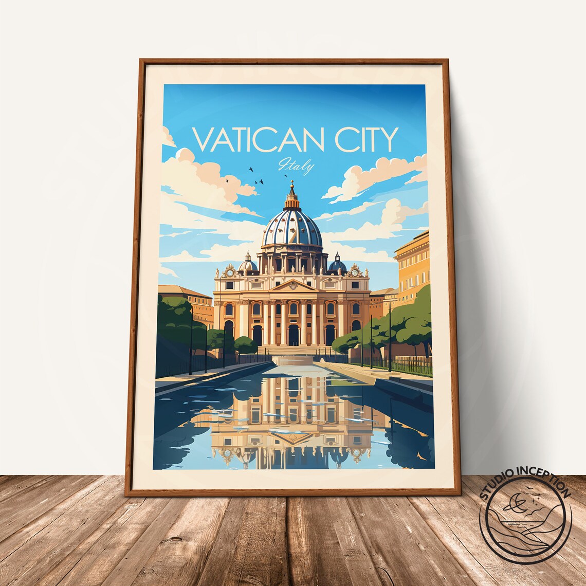 Vatican City Italy St Peters Basilica Dome Rome Travel Poster - Image 2
