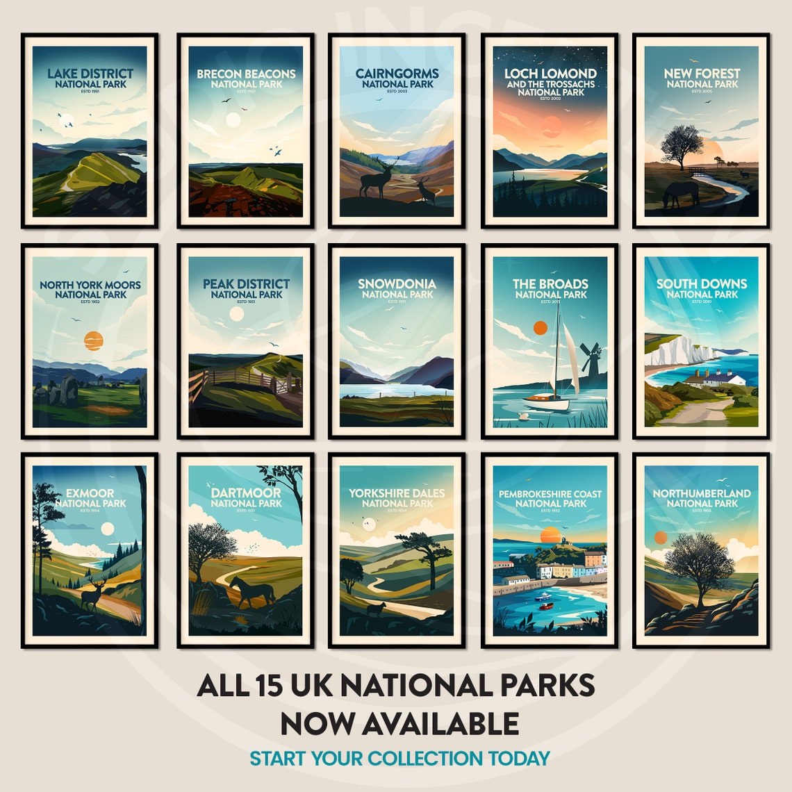 Yorkshire Dales National Park England Hills Sheep Travel Poster - Image 2