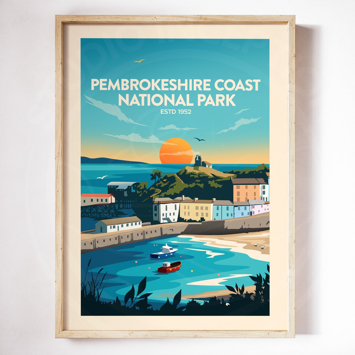 Pembrokeshire Coast National Park Wales Harbor Sunset Travel Poster - Image 3