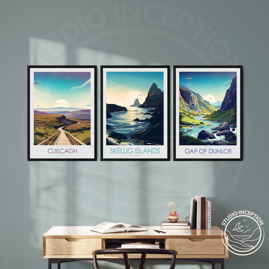 Skellig Islands Co Kerry Moonlit Rocky Coastline Travel Poster - Image 3