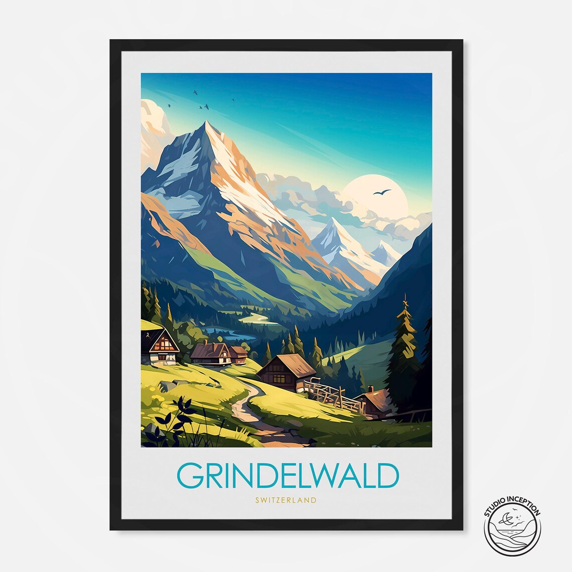 Grindelwald Minimal Print, Switzerland Travel Poster