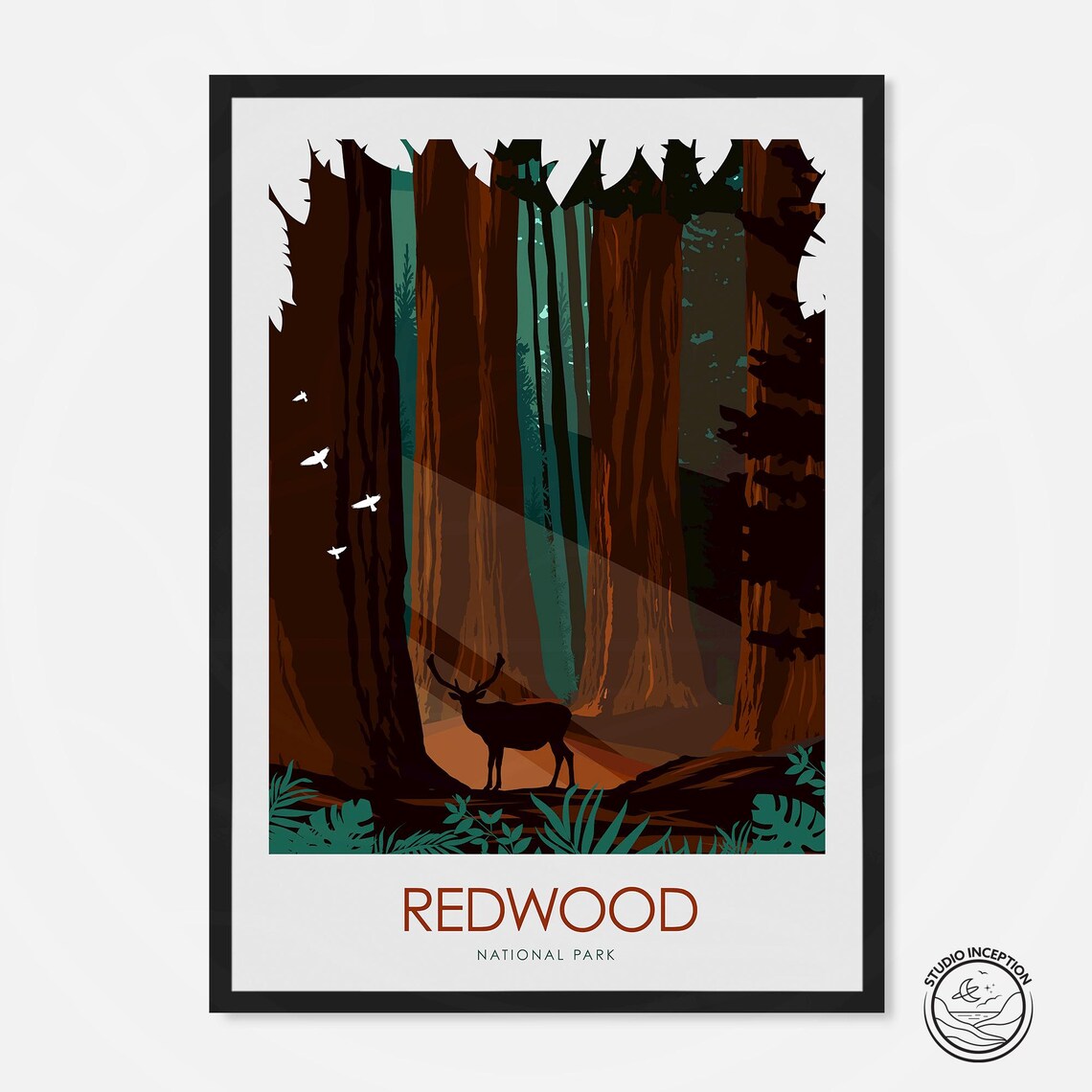 Redwood National Park Travel Poster, Redwood Park Art Print