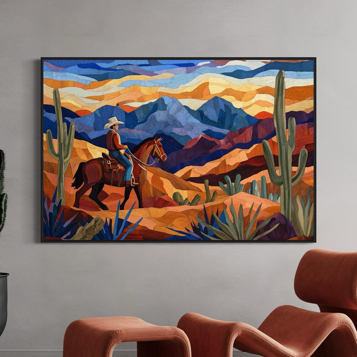 Western Cowboy Desert Landscape Art Print